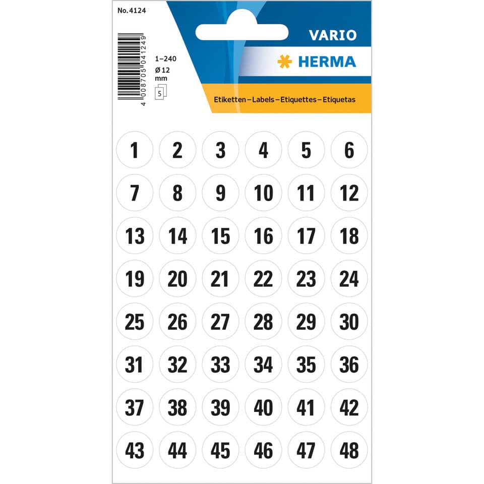 Etiketten, Labels, Klebepunkte, Rundaufkleber, Nummernaufkleber