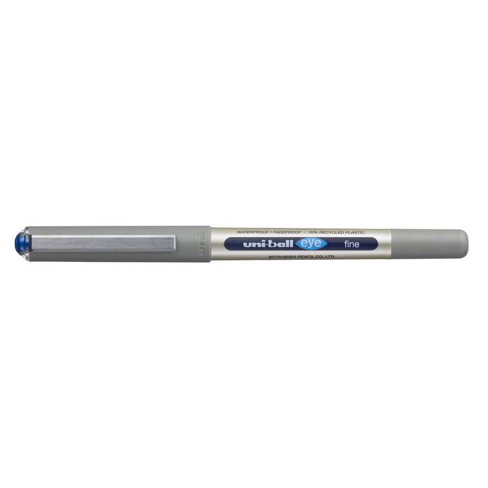 ballpoint, fineliner, blauer Deckel, Metallkörper, wegklappbare Kappe
