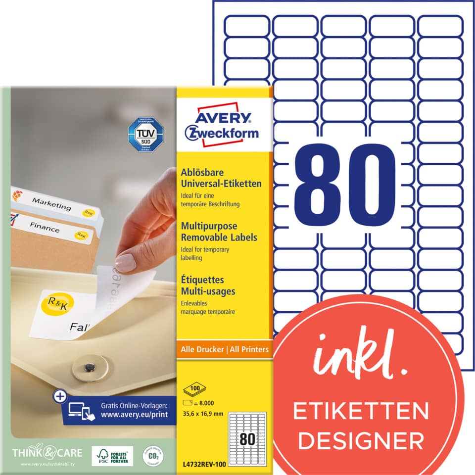 Etiketten, Aufkleber, Druckeretiketten, Label-Sticker, 80-Blatt