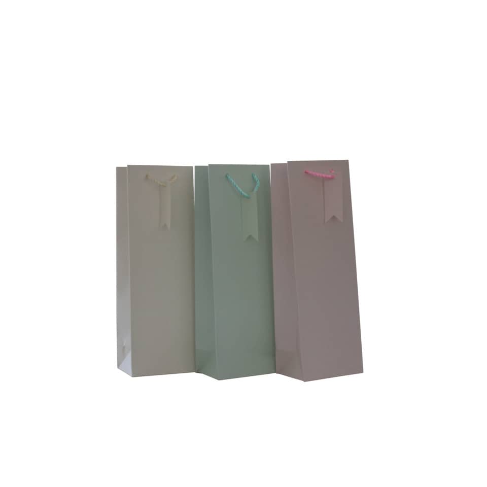 Geschenkbeutel, Geschenkverpackung, Papiertragetaschen, Pastellfarben, Rückenband-Details