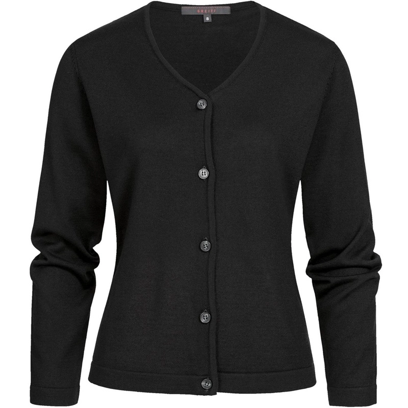 GREIFF Damen-Strickjacke Regular Fit schwarz mit Knopfleiste