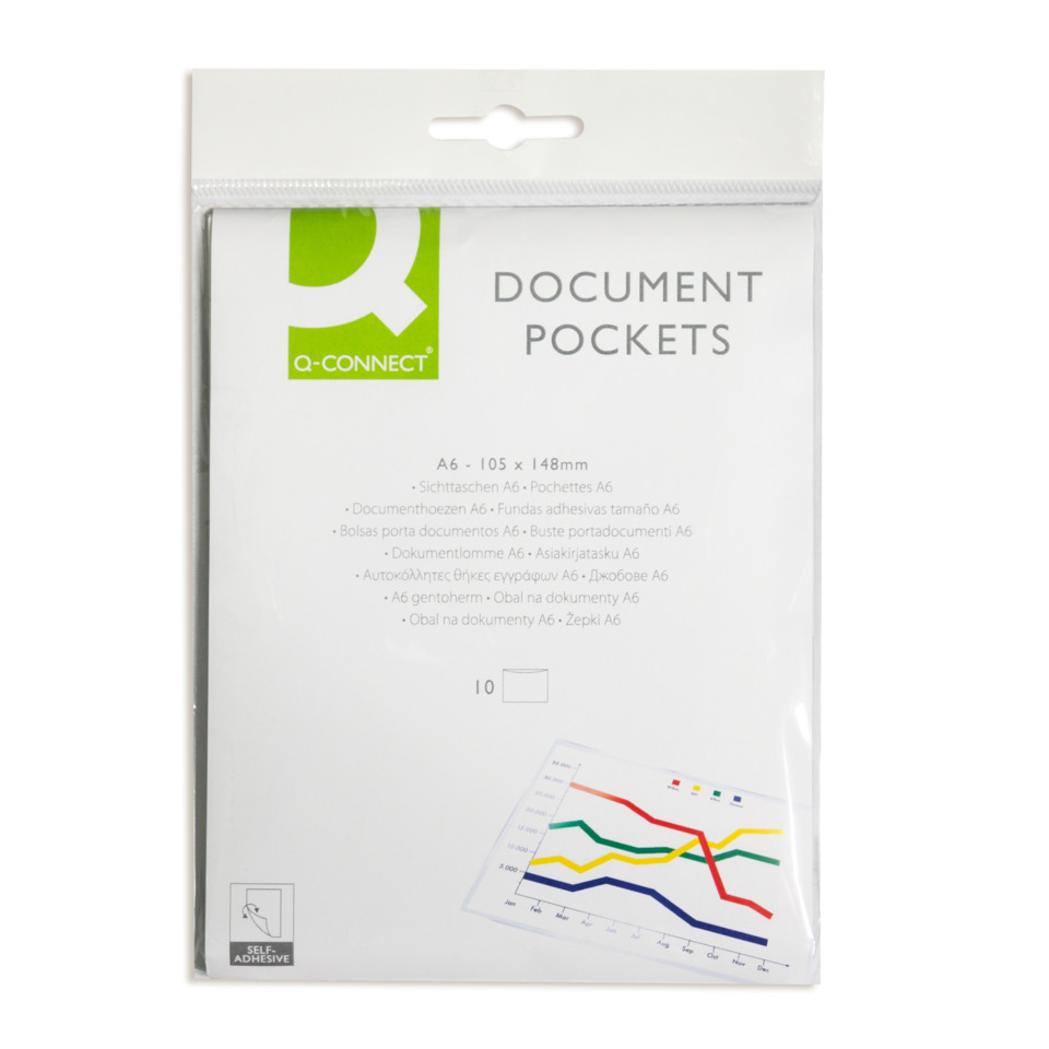 Dokumententasche, A6-Umschlag, Pockets, Selbstklebend, Transparent
