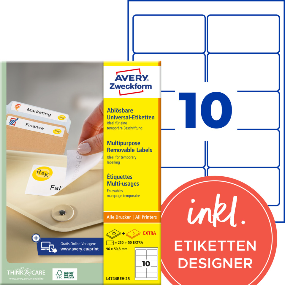 Etiketten, Etikettenrolle, Multifunktionsetiketten, Druckerzubehör, Aufkleber