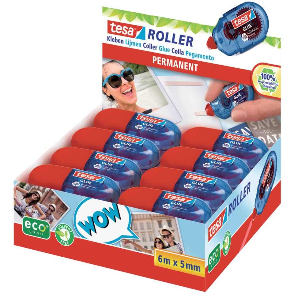 Kleberoller Mini ecoLogo® rot/blau   Display TESA 59819-00000-00 Sonnenbrille, Erwachsener, Weiblich, Person, Frau