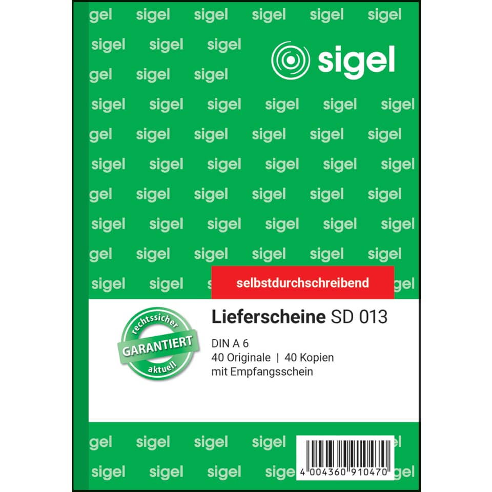Lieferschein, SD 013, DIN A6, Kopien, Empfangsschein
