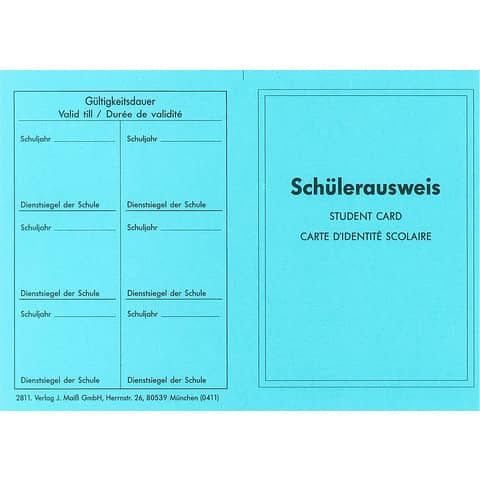 Schülerausweis A6 blau  2811