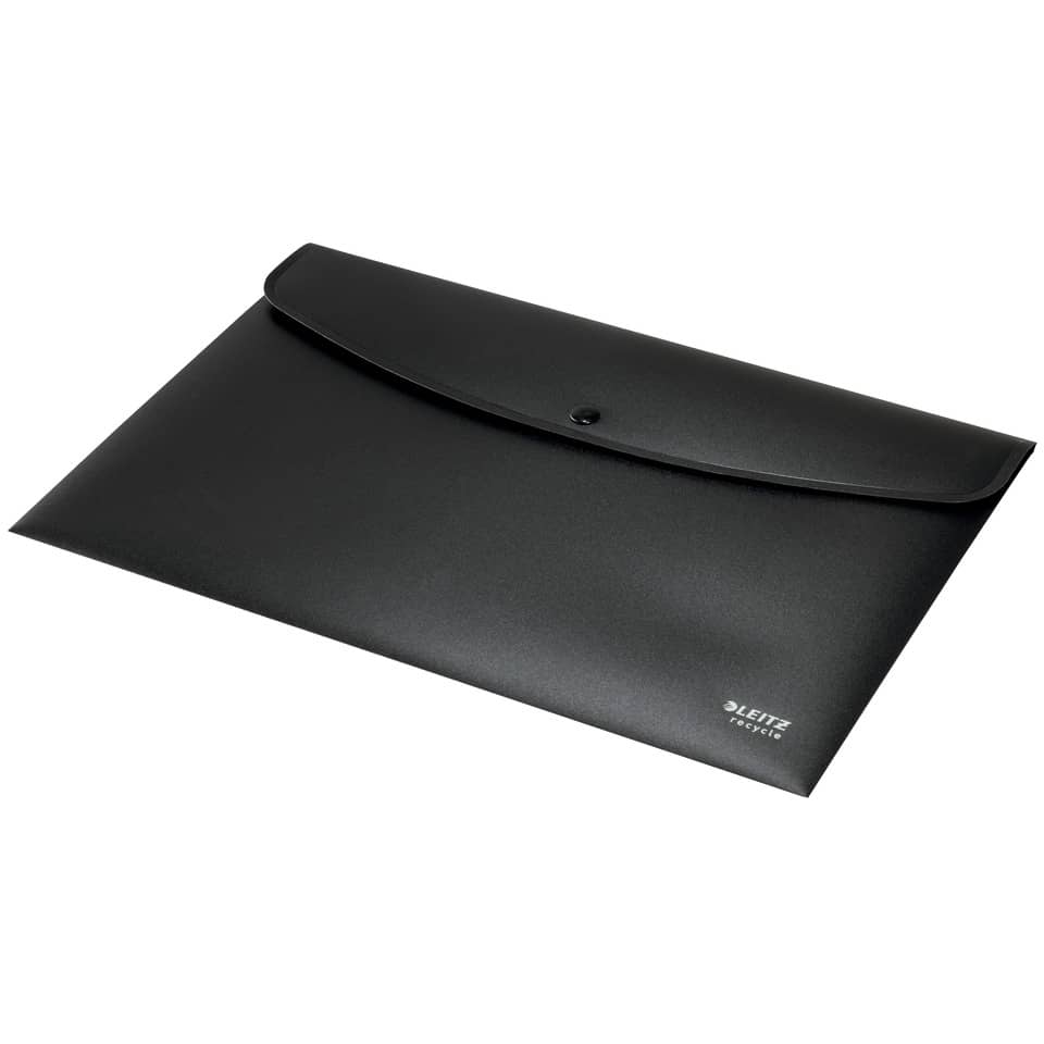 Schwarz, Dokumententasche, Umschlag, Lederoptik, Flache Brieftasche