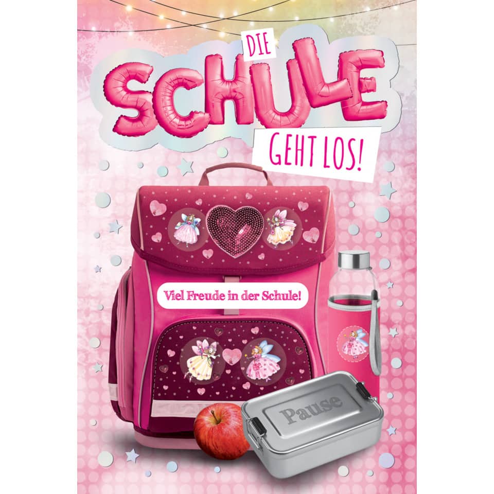 Schultasche, Schulrucksack, Rucksack pink, Herbst/Back-to-School, Stofftasche mit Herzen