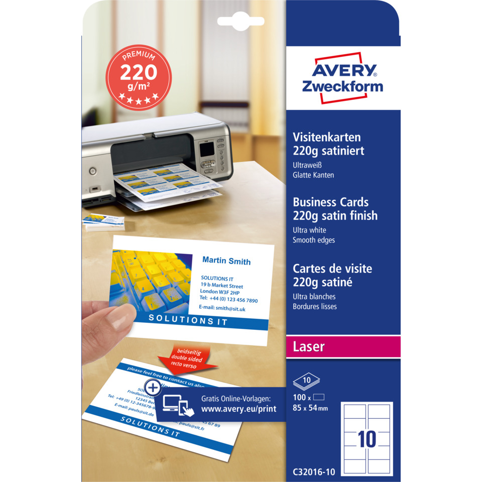 Visitenkarten, Druckprodukt, Laminiert, Laser, Kartenlayout