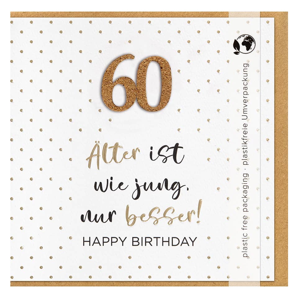 Kartenmotiv, 60 Geburtstagskarte, Glitzerzahlnummer 60, Happy Birthday, Punkte Muster