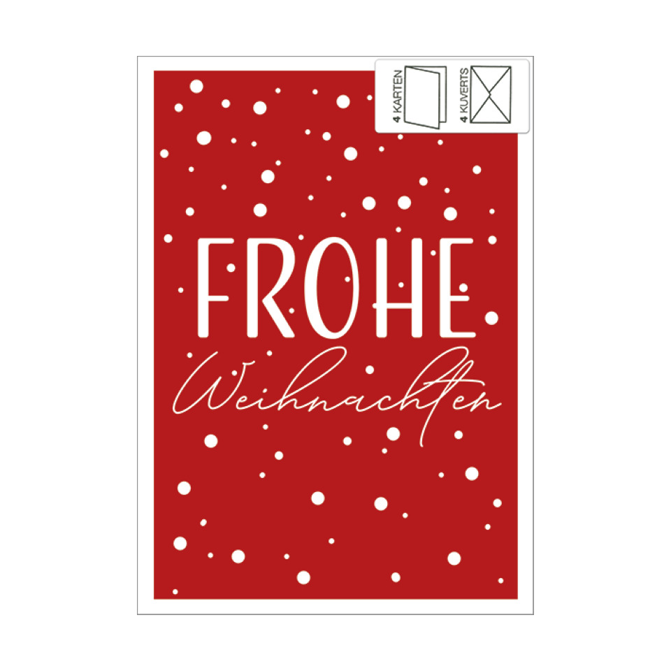 Weihnachtskarte, Rot, Punkte, Schriftzug, Frohe Weihnachten