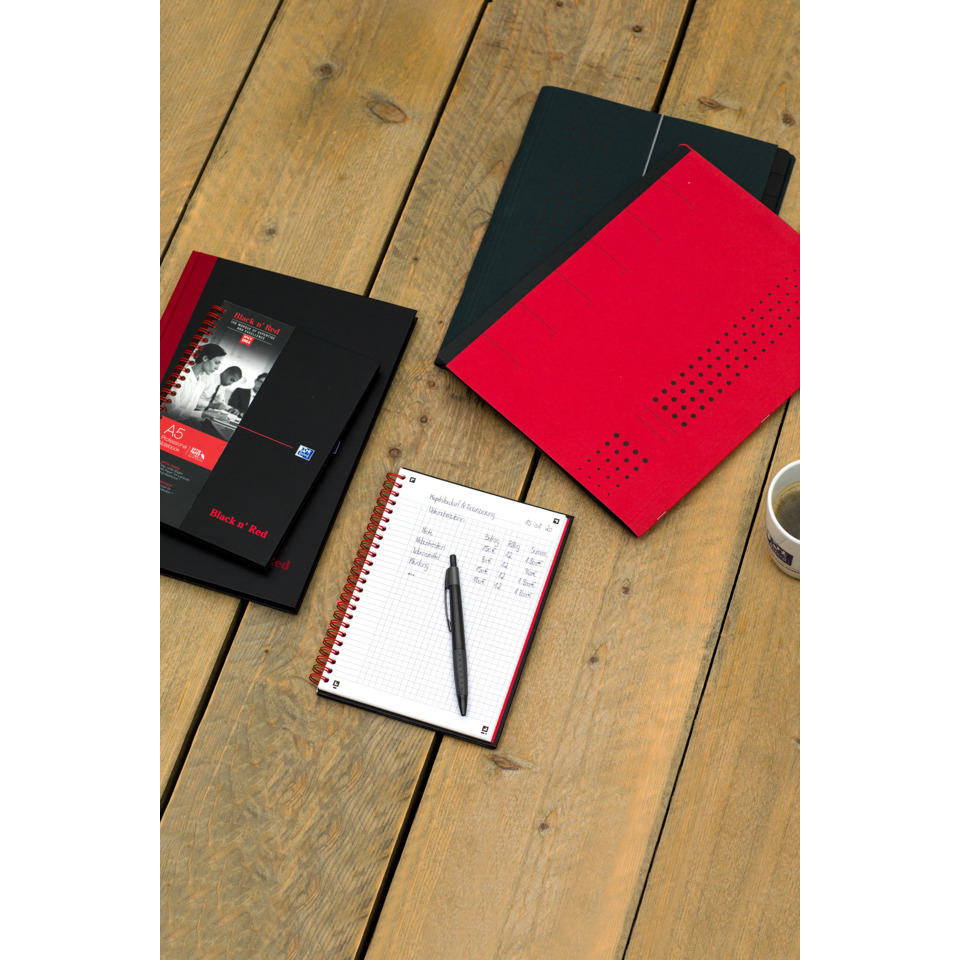 Notizblock, Spiralblock, Notizbuch, Stifte, Kaffee-Tasse