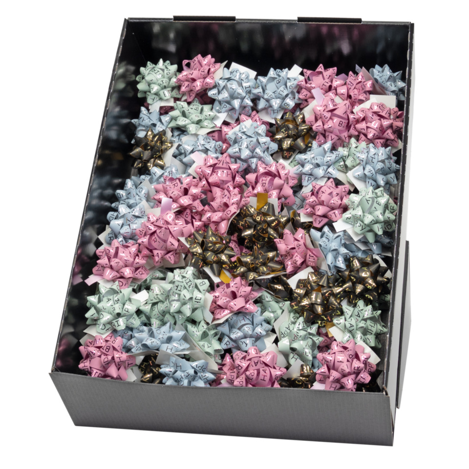Geschenkbox, Schleifen, Mehrfarbige-Schleifen, Konfetti-Schleifen, Dekorationsschleifen
