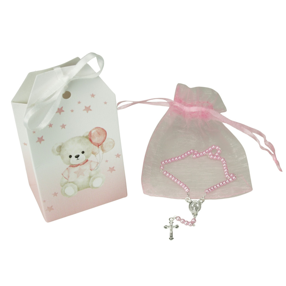 Tasche, Geschenkverpackung, Teddybär, Rosafarben, Kreuzanhänger