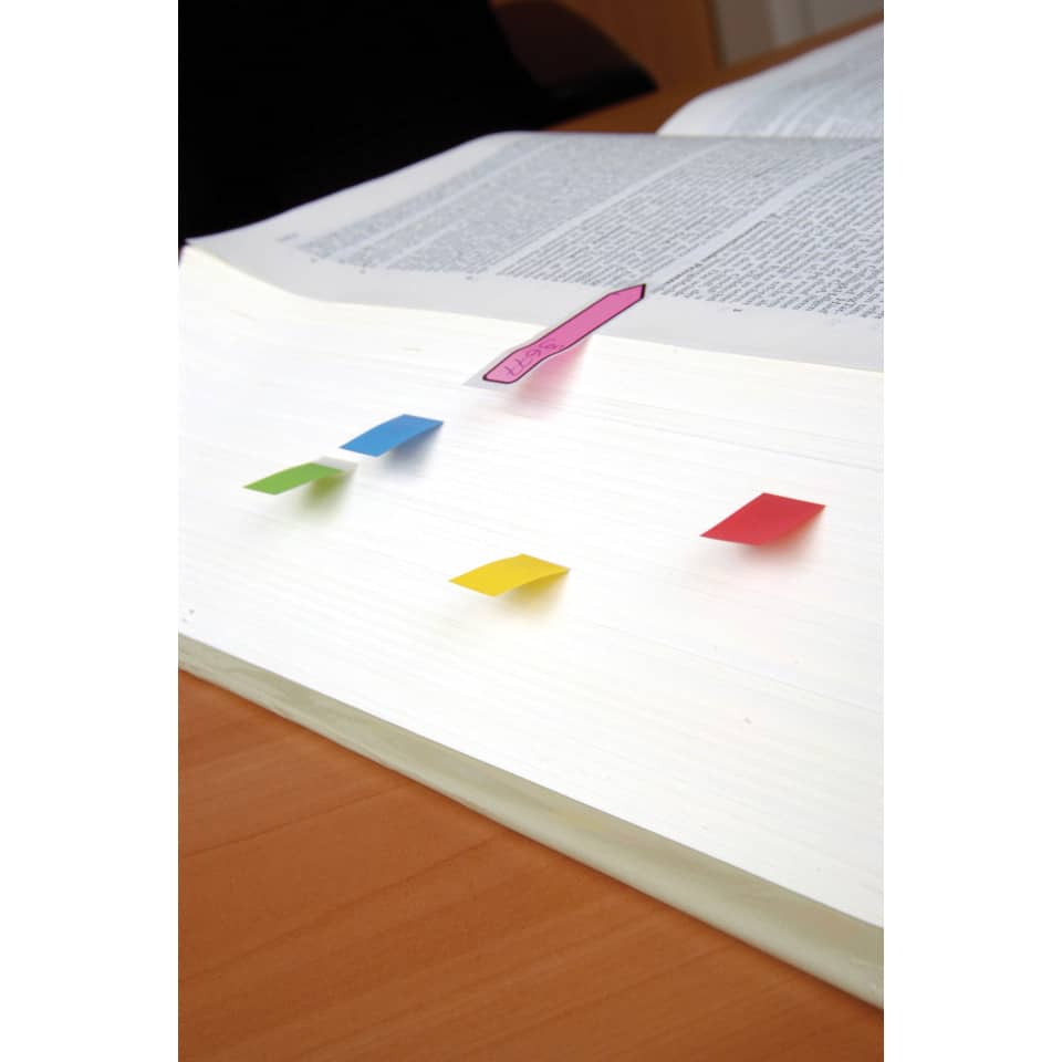 Sticky notes, Index cards, Notebook, Colorful tabs, Open book