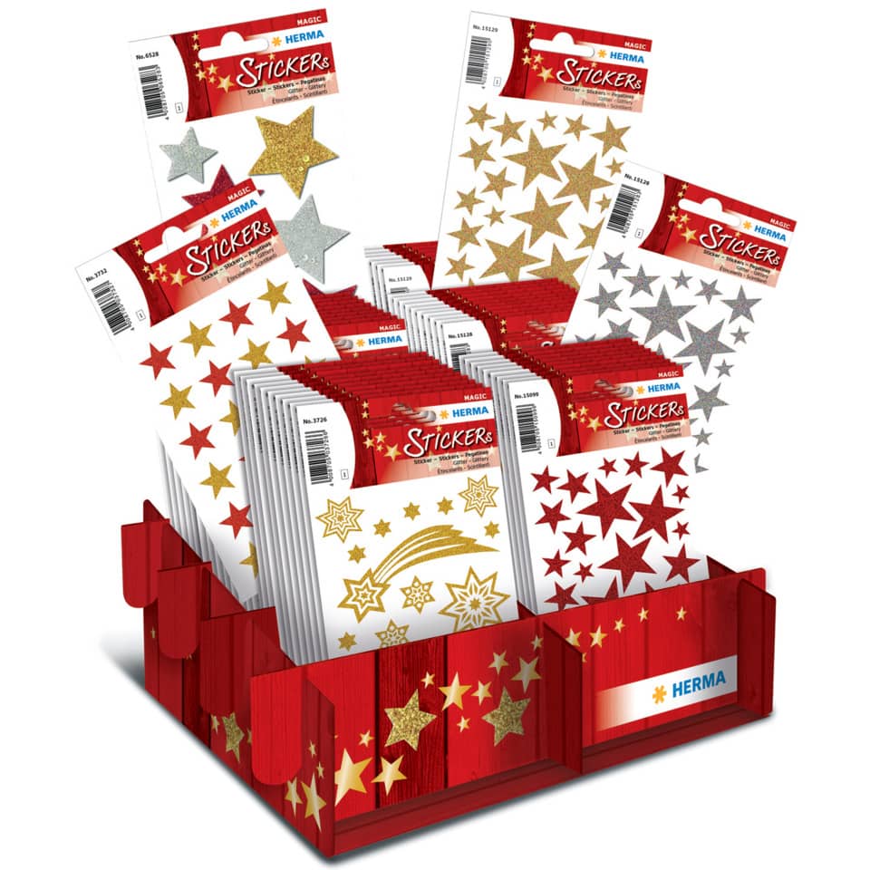 Weihnachtssticker Magic Sterne sortiert   Glitter HERMA 15098