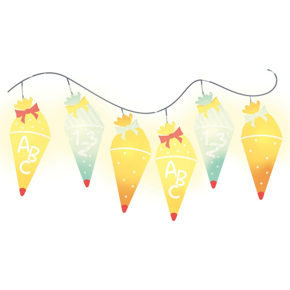 Lichterkette, Lampions, Girlande, Pastellfarben, Geburtstag