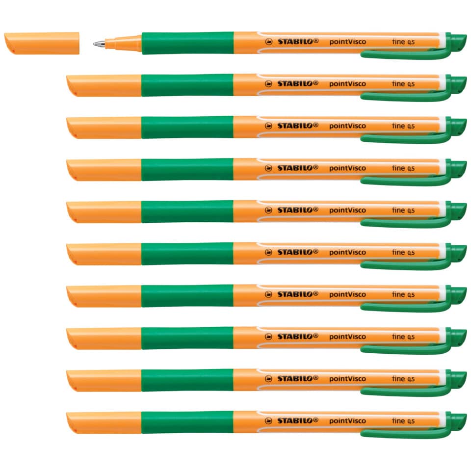 stabilo pen, fineliner, orange, green, cap