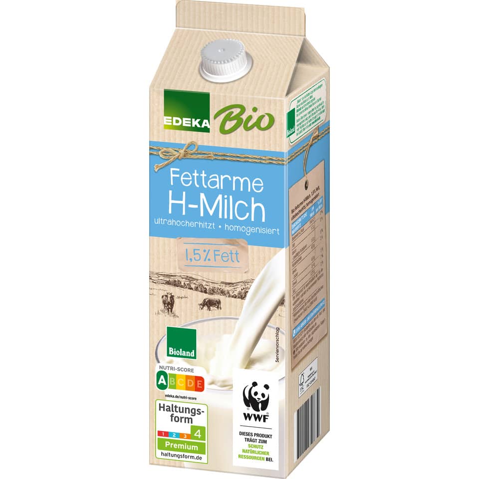 Fettarme Milch, H-Milch, 1,5% Fett, ultrahocherhitzt, Bio