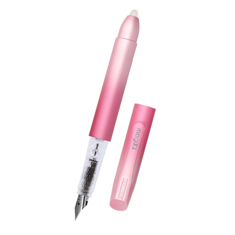 Fountain pen, Pink pen, Nib, Cap, Transparent grip