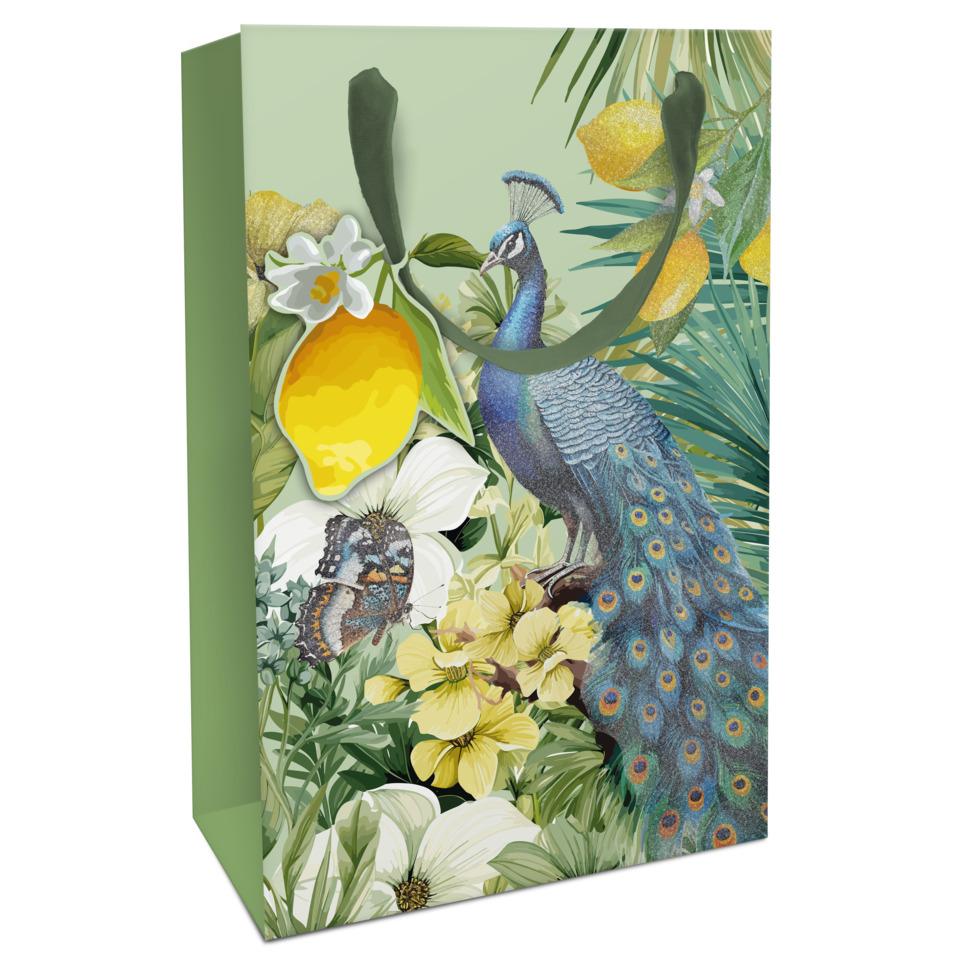 pfau, vogel, tropisch, blumen, leinen tasche