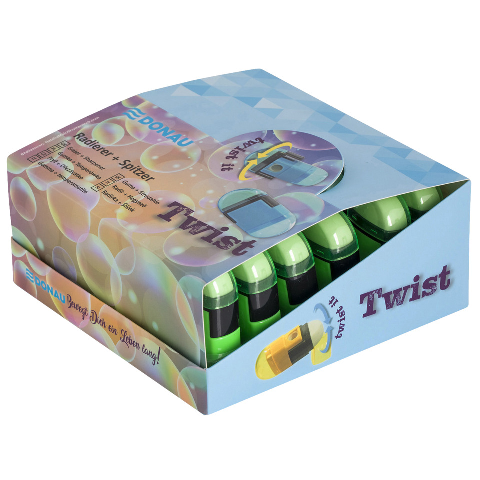Twist, Neon Grün, Spitzer, Radiergummi, Bunte Kugeln
