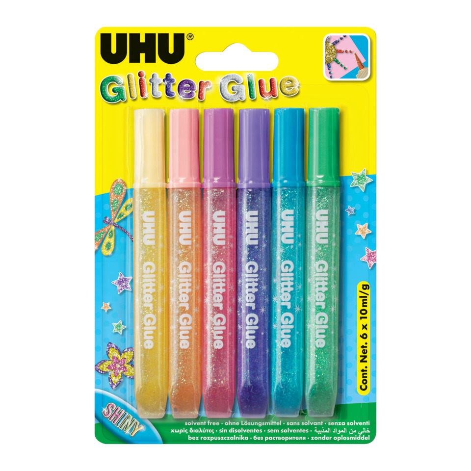 Glitzerkleber, Glitterstifte, Glitterkleber-Set, Flüssigkleber, Schulbastelbedarf