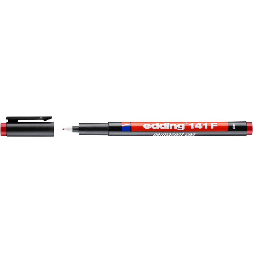 Permanentmarker, Markierstift, Rote Tinte, Feinspitze, Edding 141F