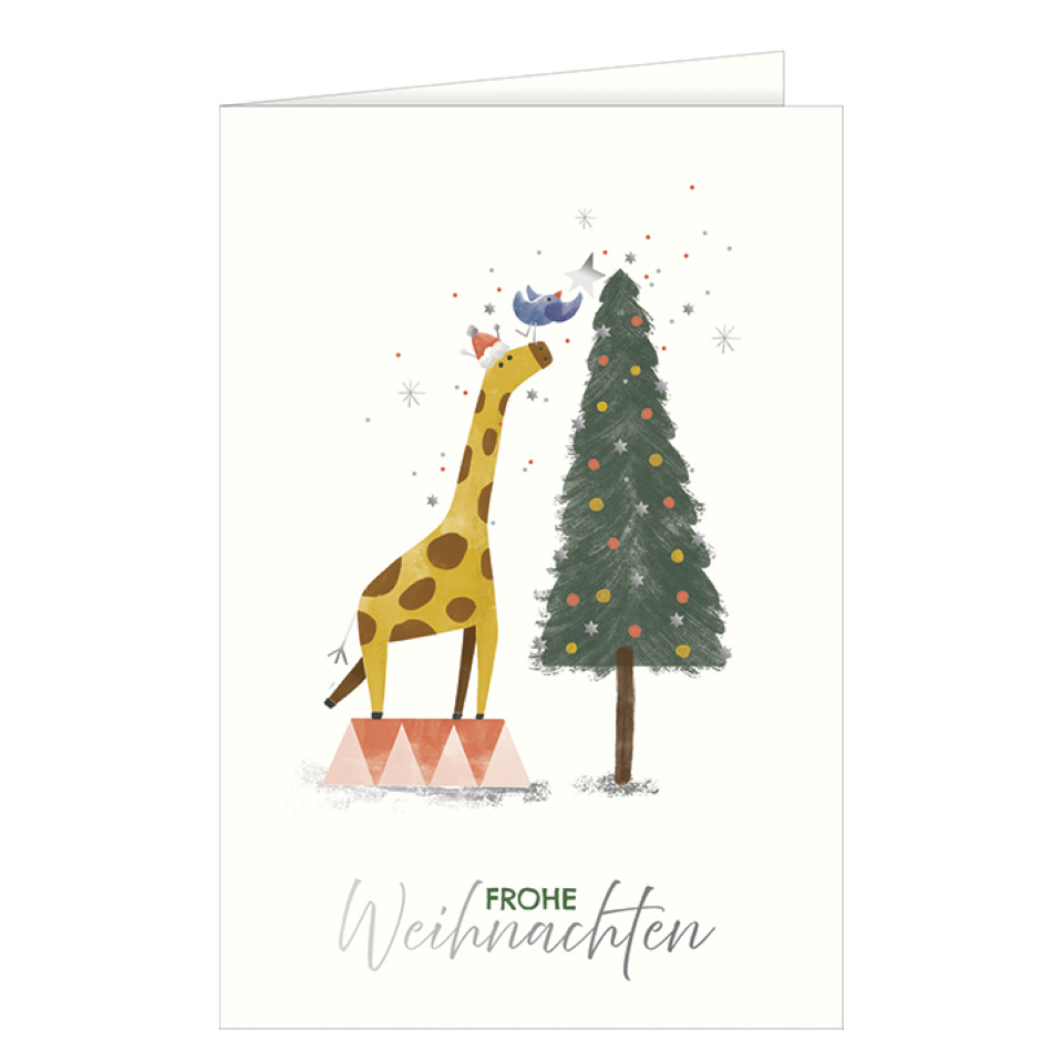 Giraffe, Christmas, Tree, Foto-Karte, Winter