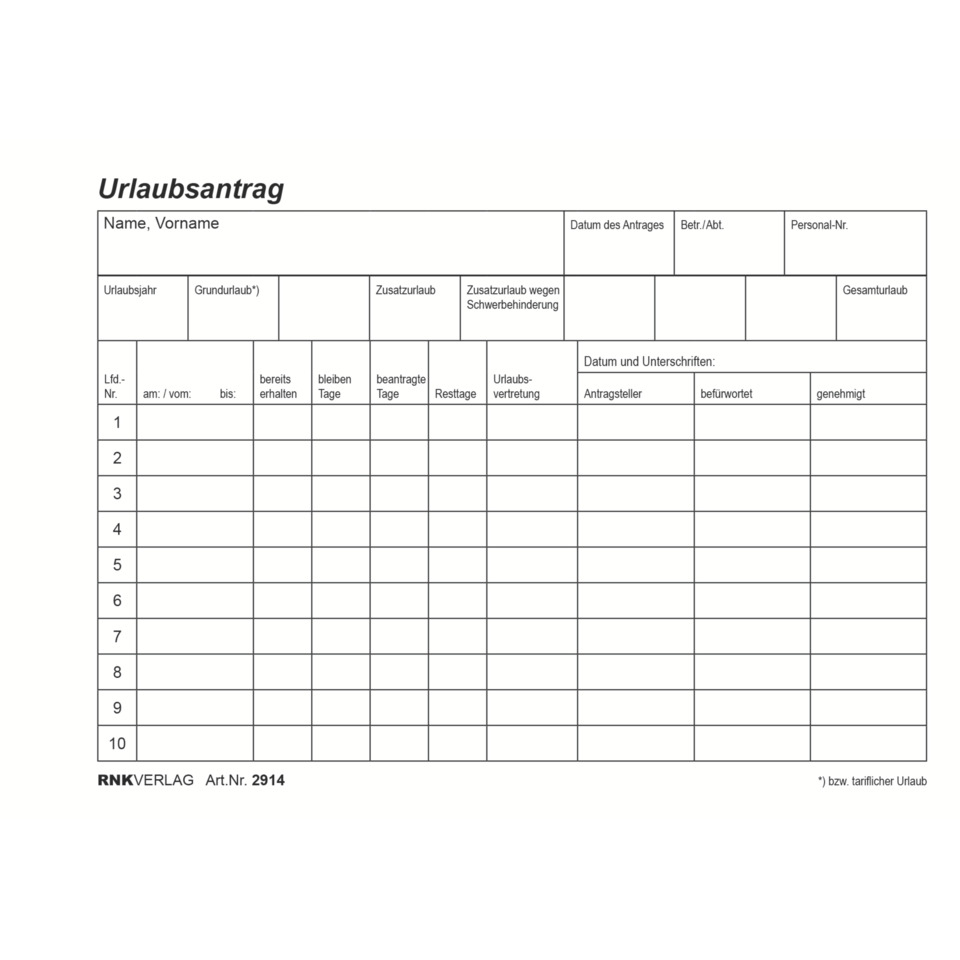 Urlaubsantrag, Formular, Antrag, Urlaub, Dokument