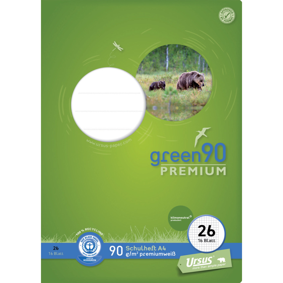 Bürobedarf, Papier, Schulheft A4, Schreibpapier, Grün