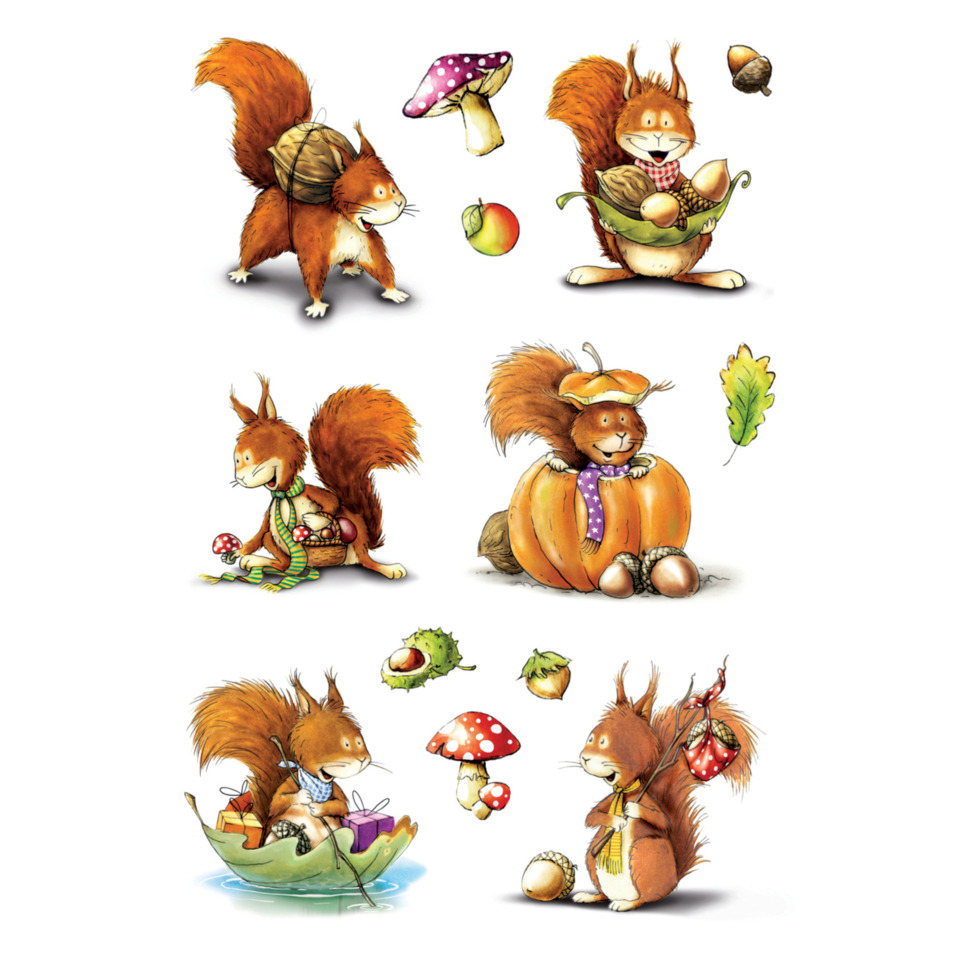 Eichhörnchen, Herbst, Mushroom, Korb, Kürbis