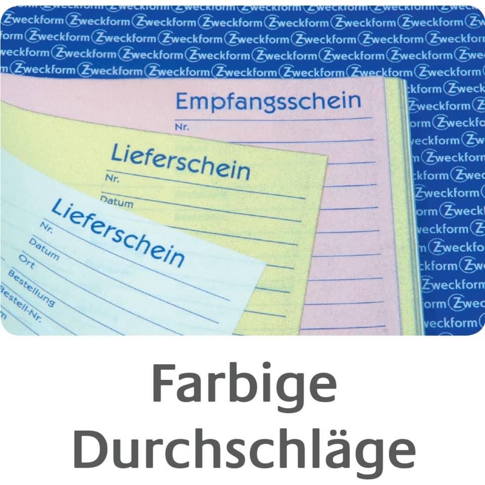 Farbige Durchschläge, Notizblock, Lieferschein, Empfangsschein, Papierbogen