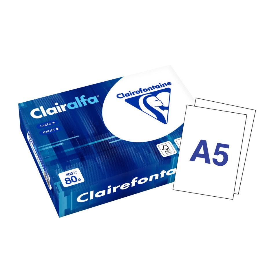 A5纸张, 打印纸盒, Clairefontaine, 激光与喷墨, 蓝色盒装