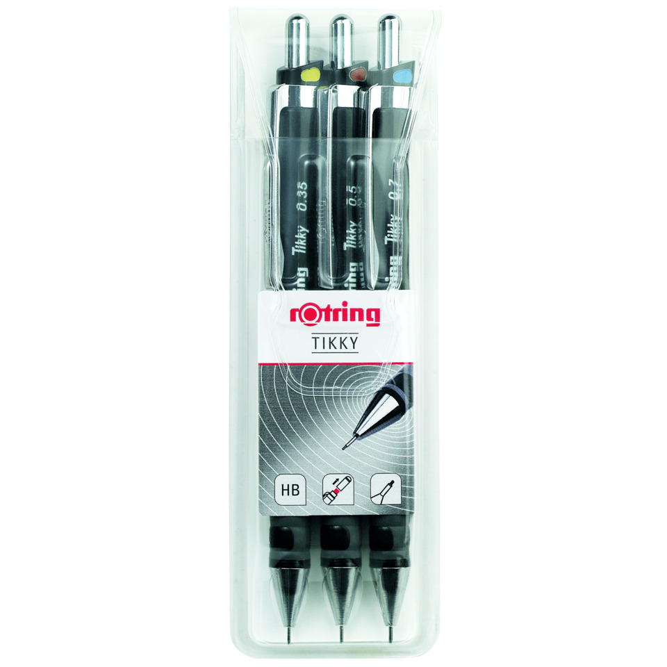 Feinminenstift Tikky RD M schwarz 0,35/0,5/0,7mm 3er-Set ROTRING S0801310