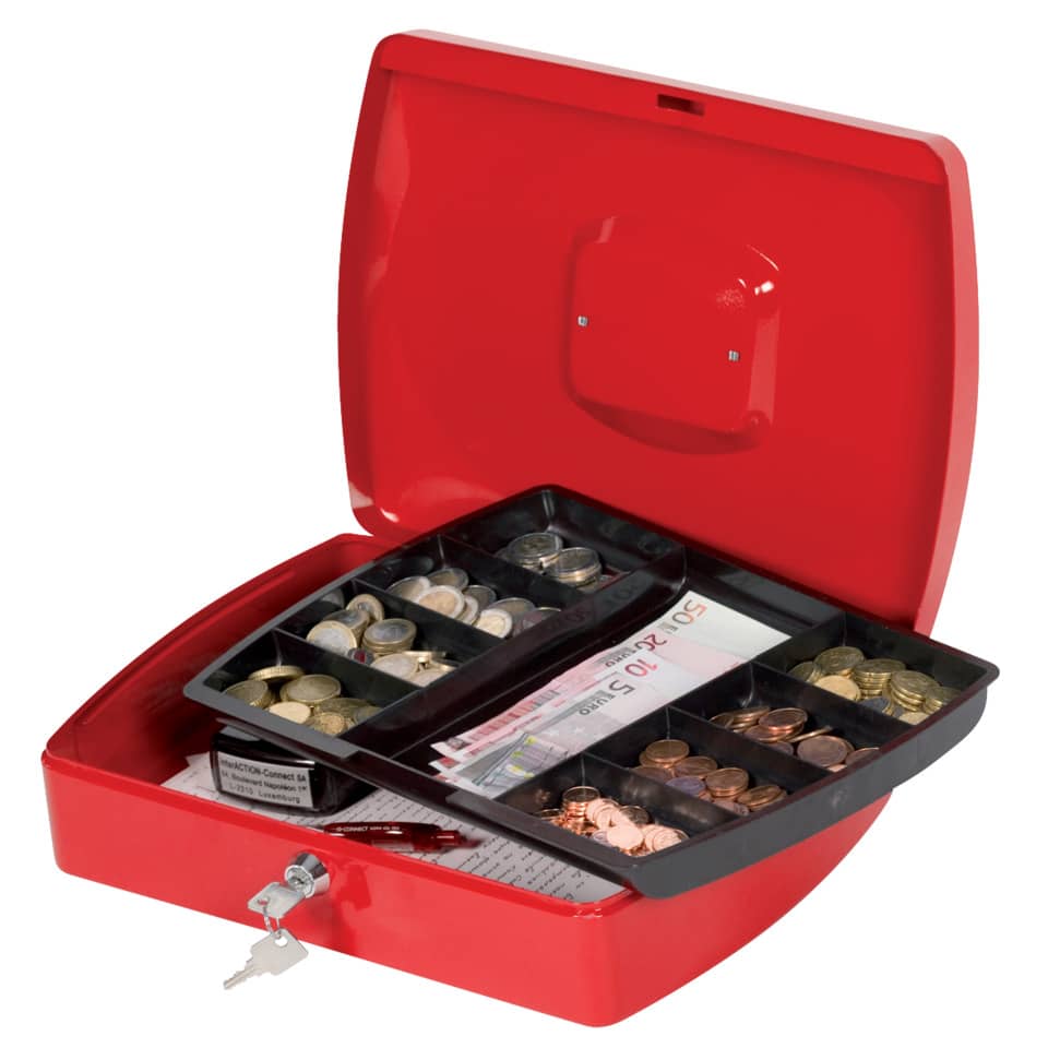 Kasse, Geldkassette, Brieftaschenorganisation, Münzfach, Schlosskassette