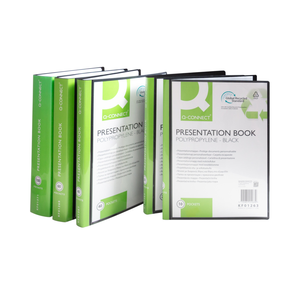Präsentationsbuch, Polypropylen, Schwarz-grün, Pockets, Binder-Set