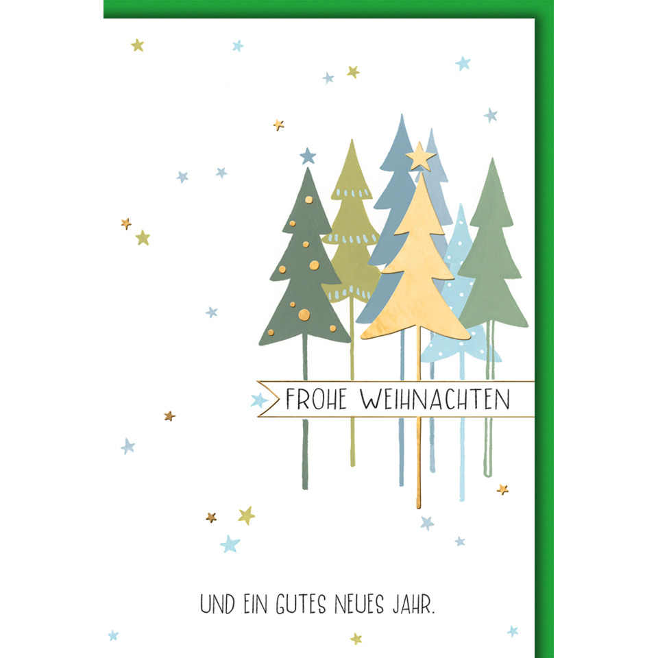 weihnachtskarte, weihnachten, kartenmotiv, tannenbäume, neues jahr