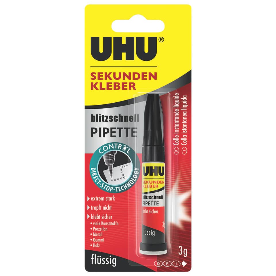 Kleber, Pipette, Pipettenkleber, UHU, Flüssigkleber