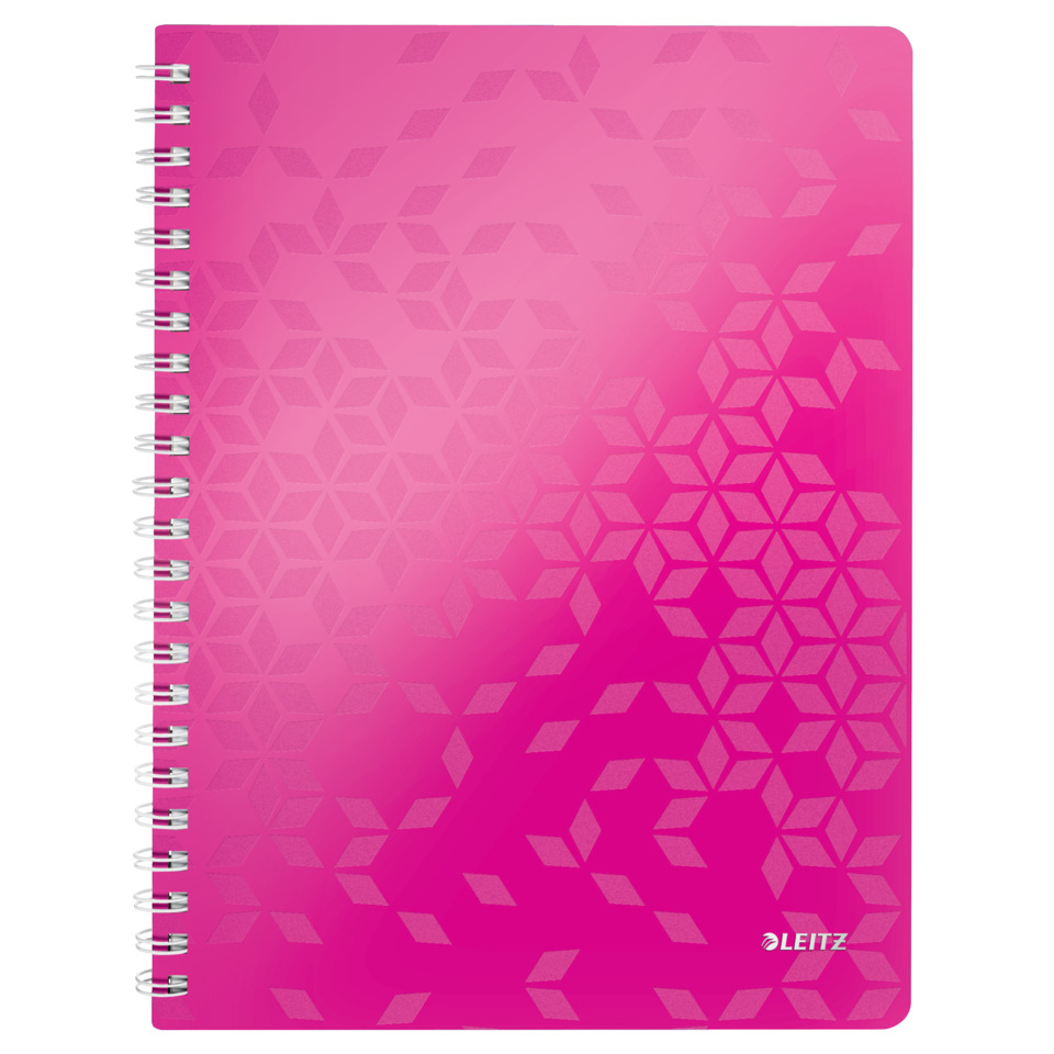 Notizbuch, Spiralband, Rosa, Muster, Klemmbinder, Notizblock, Spiralblock, Pink, geometrische Muster, Kunststoff-Front