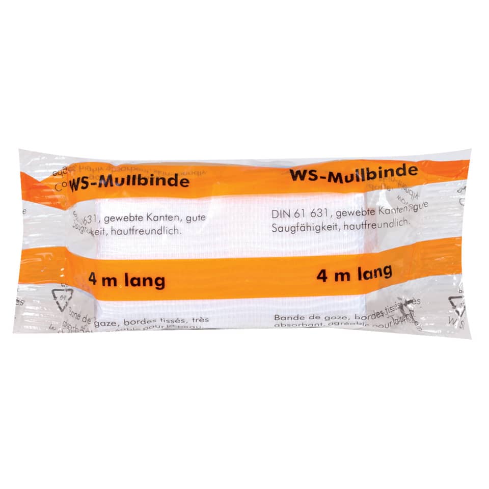 Mullbinde, 4 m lang, Gewebe-Band, Schnurband, Warnband
