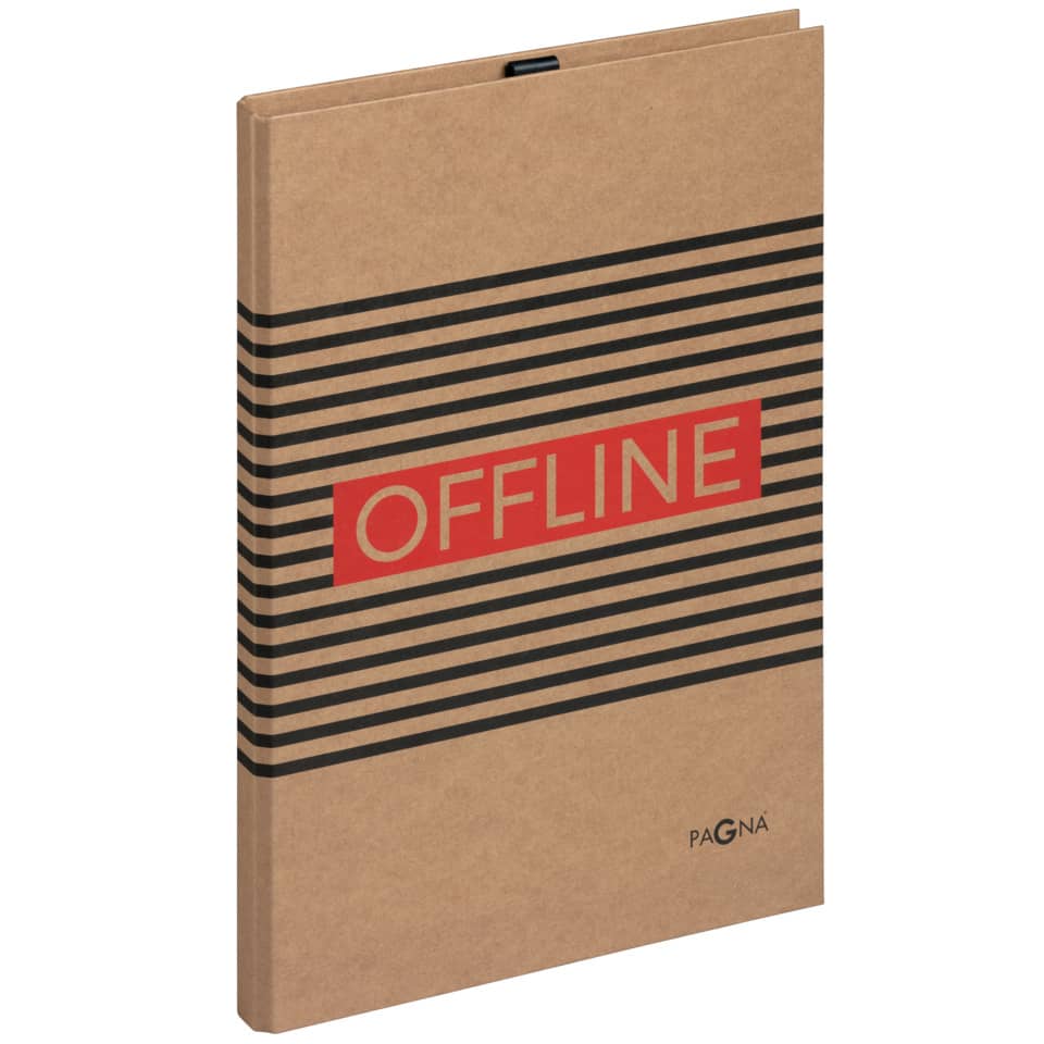 notebook, Karton, offline, gestreift, roter Aufdruck