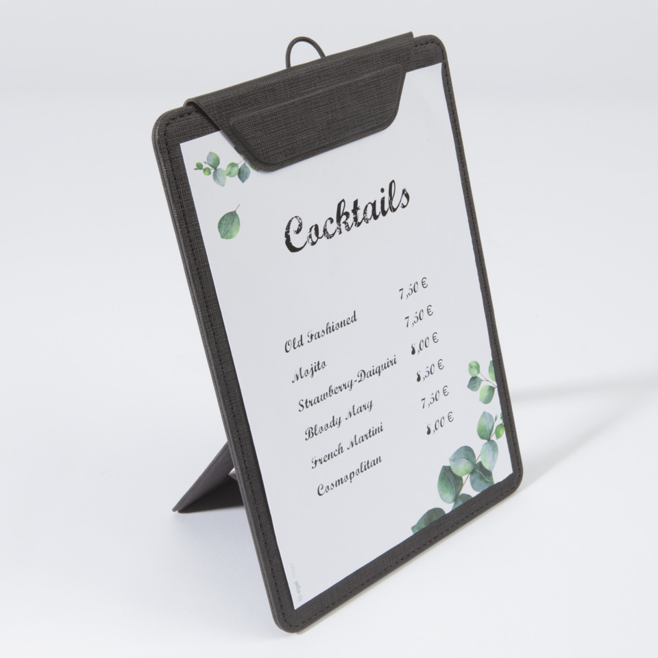 Menükarte, Cocktails, Menu Card, Kartenhalter, Lederschutz