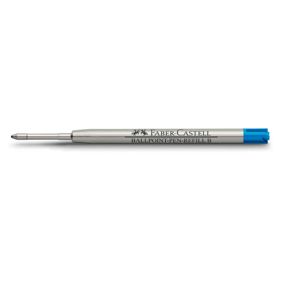 Kugelschreiber, Nachfüllbar, Metallkörper, blauer Deckel, Faber-Castell