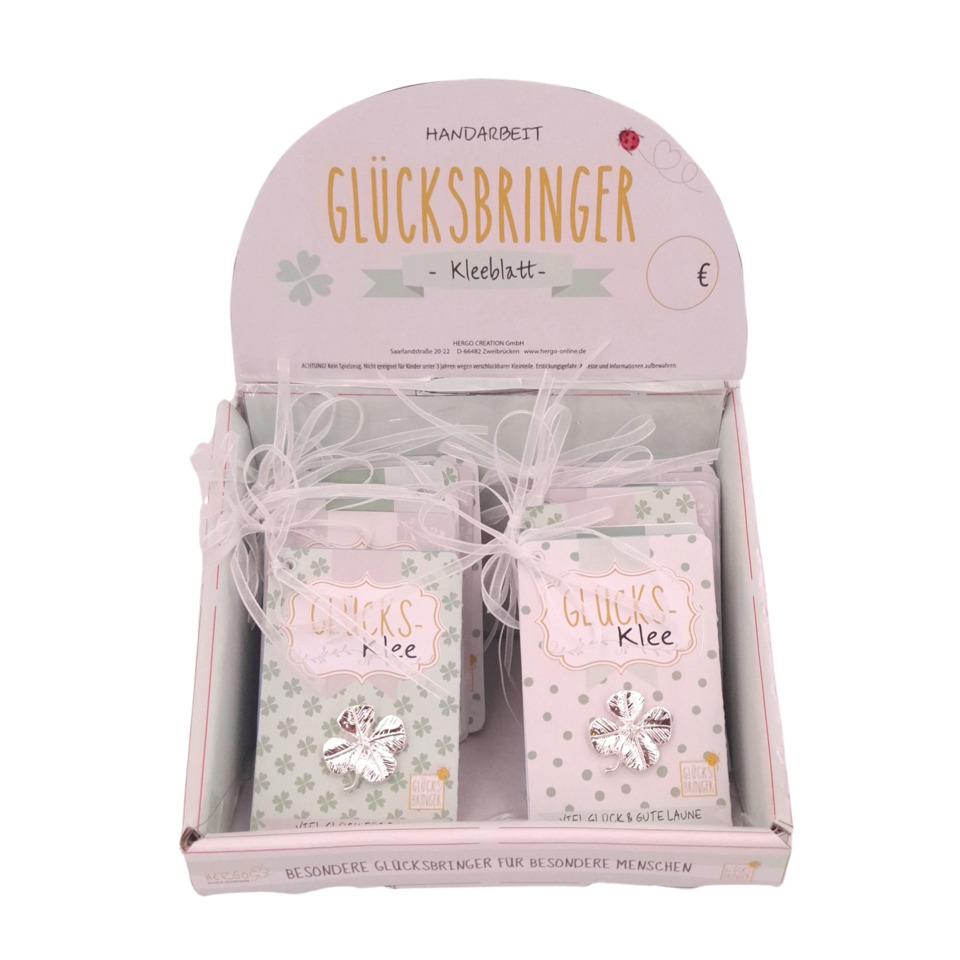 Glücksbringer, Kleeblatt, Kleeblatt-Schmuck, Geschenkverpackung, Deko-Anhänger