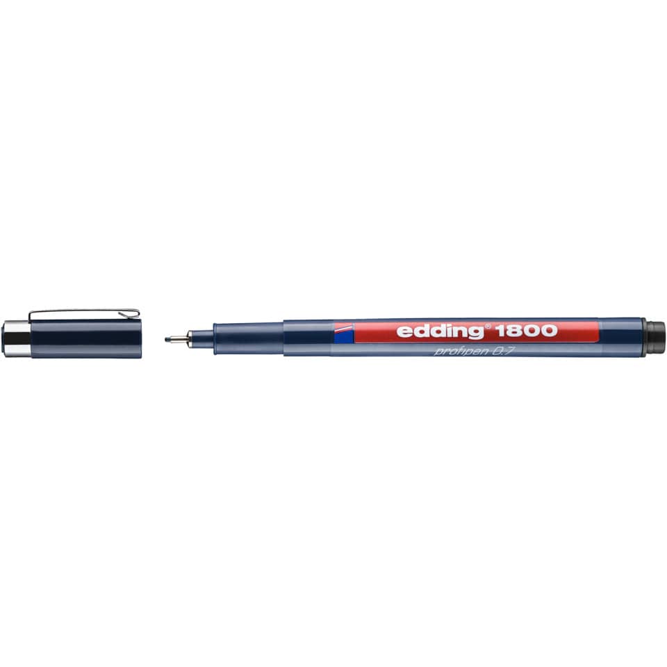 Tintenroller, Kugelschreiber, Edding 1800, Blau, Kappe abnehmbar