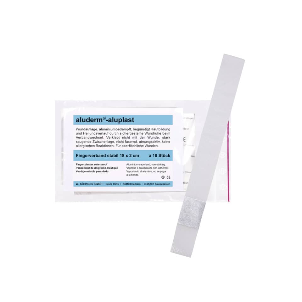 aluderm®-aluplast stabil Fingerverband, 18 x 2 cm, 10 Stück aluderm+silber 1009161