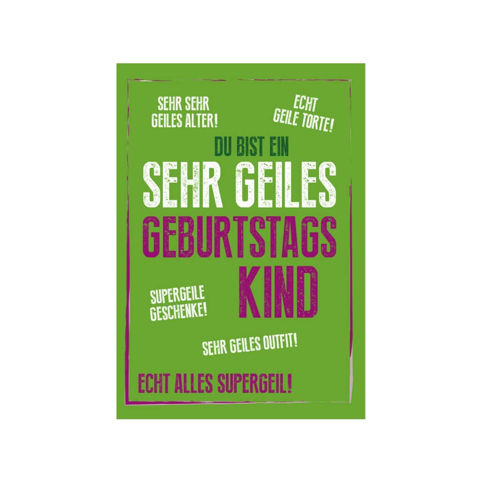 Geburtstagskarte, Grün, Große Schrift, Karte, Motiv Text