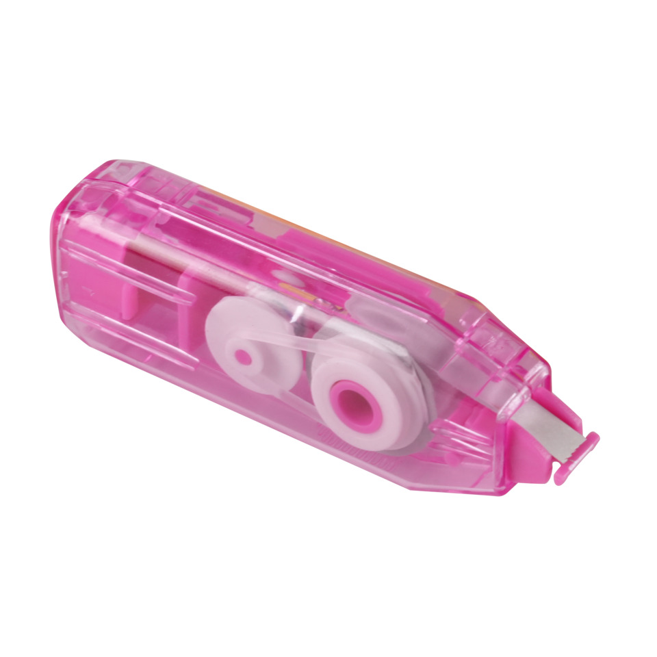 Korrekturmaßstift, Löschkassette, Klebestift, Klebebandspender, Kunststoffpink