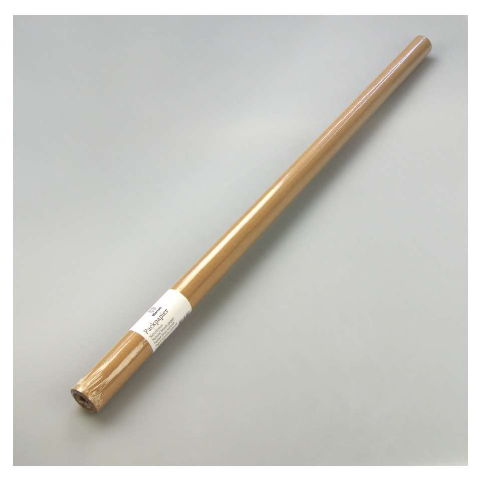 Holzstab, Rolle, Pappro Filz?, Kartonverpackung?, Packpapier-Rolle